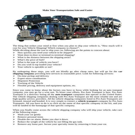 Make your transportation safe and easier