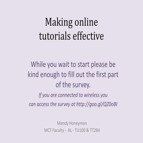 Making online tutorials effective