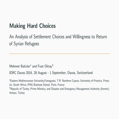 Making Hard Choices An Analysis of Settlement Choices and Willingness to Retu...