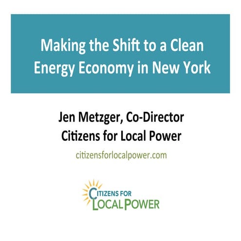 Making the Shift to a Clean Energy Economy in New York