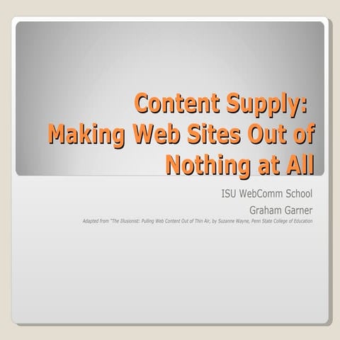 Making Web Sites Out Of Nothing At All