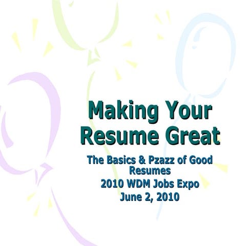 Making Your Resume Great