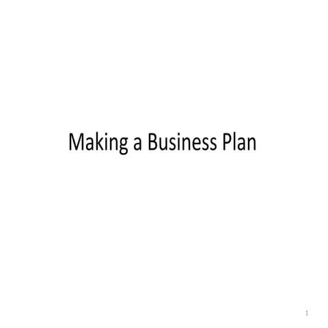 Making a business plan