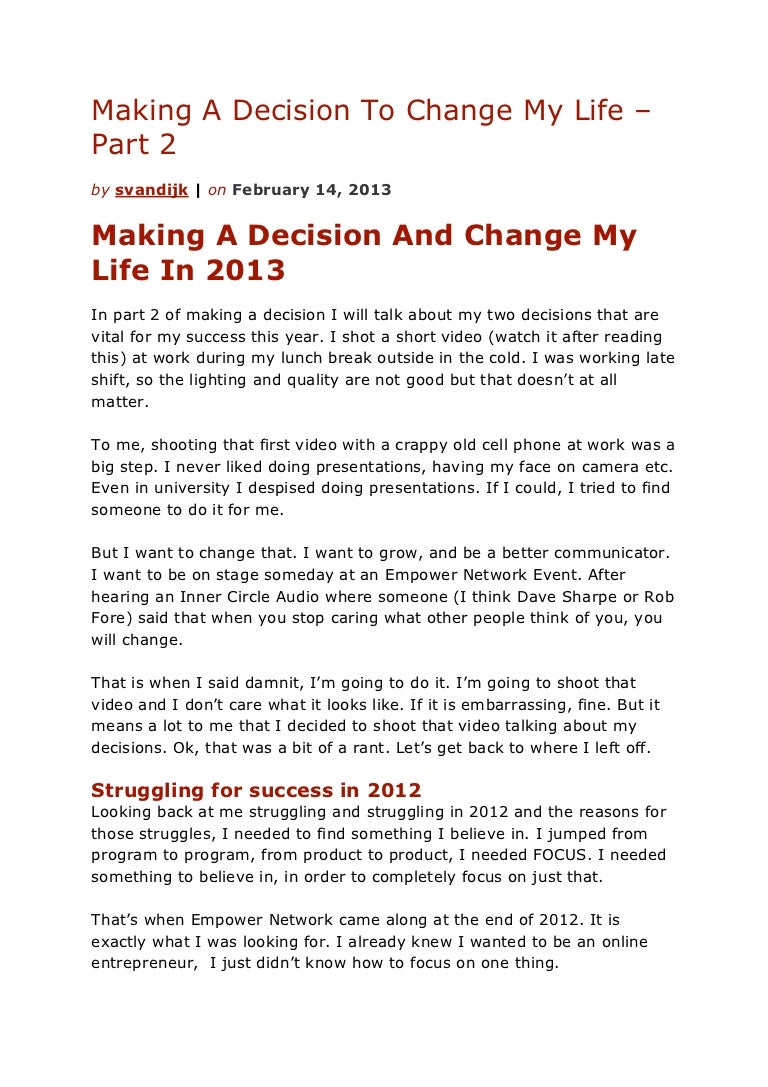 Narrative essay about a difficult decision i had to make picture