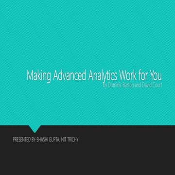Making advanced analytics work for you