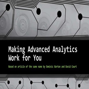Making advanced analytics work for you