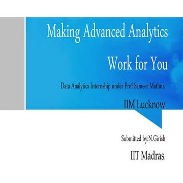 Making advanced analytics work for you