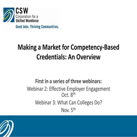 Making a Market for Competency-based Credentials: An Overview