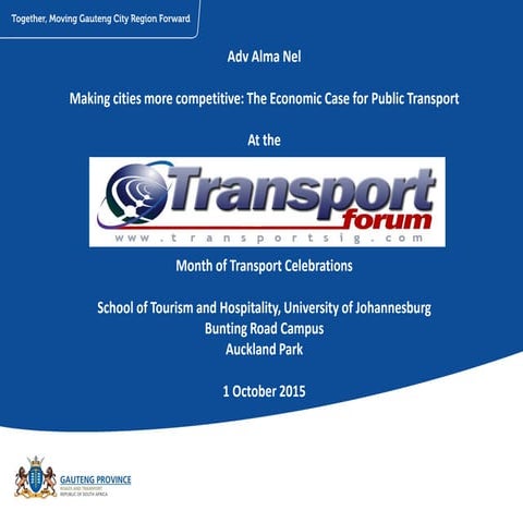 Making cities more competitive the economic case for public transport