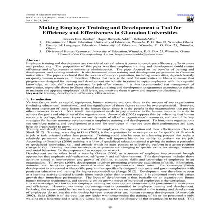 Making employee training and development a tool for efficiency and effectiven...