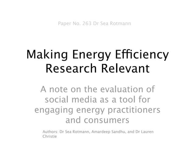 Making energy efficiency research relevant 