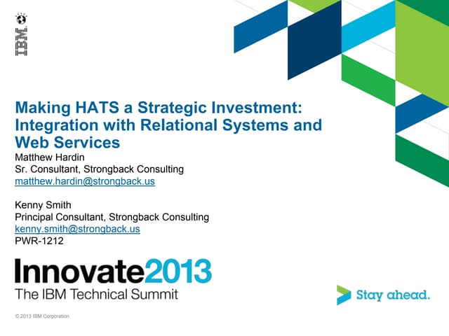 IBM Innovate 2013: Making Rational HATS a Strategic Investment