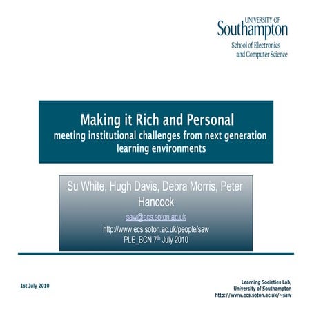 Making it rich and personal: meeting institutional challenges from next gener...