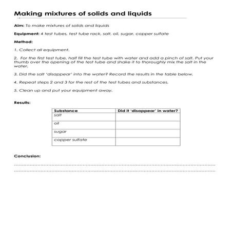 Making mixtures of solids and liquids