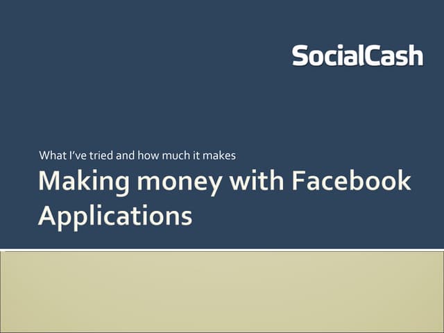 Making Money With Facebook Applications