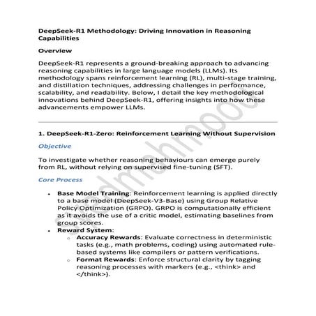 Making of Deep Seek RI and the use of GRPO | PDF