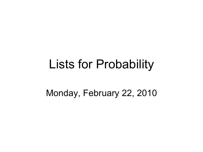 Making Organized Lists For Probability