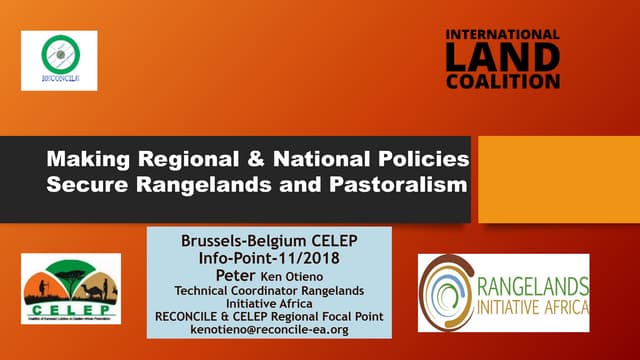 Making regional and national policies and processes to secure Rangelands and Pastoralism