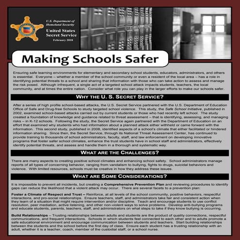 Secret Service Making schools safer_quick_reference_guide_2018_update