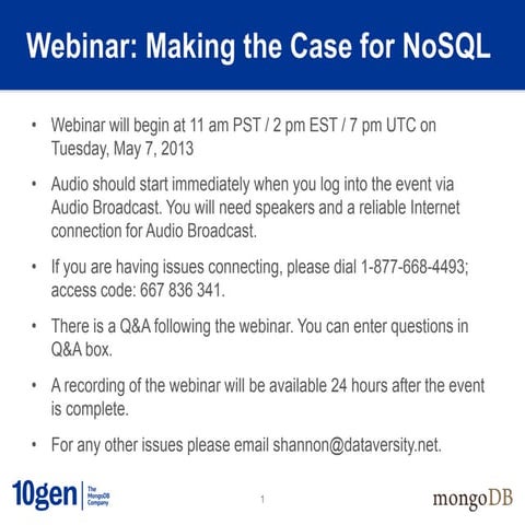 Making the Case for NoSQL