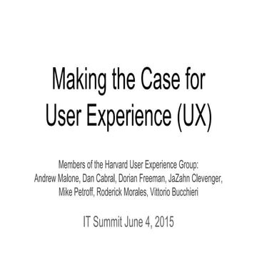 Making the Case for UX