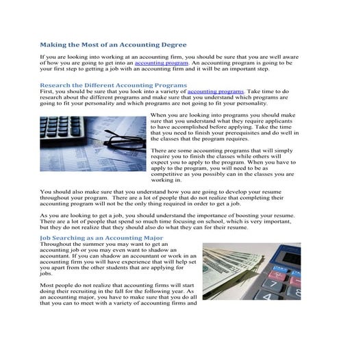 Making the most of an accounting degree