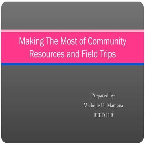 Making the most of community resources and field