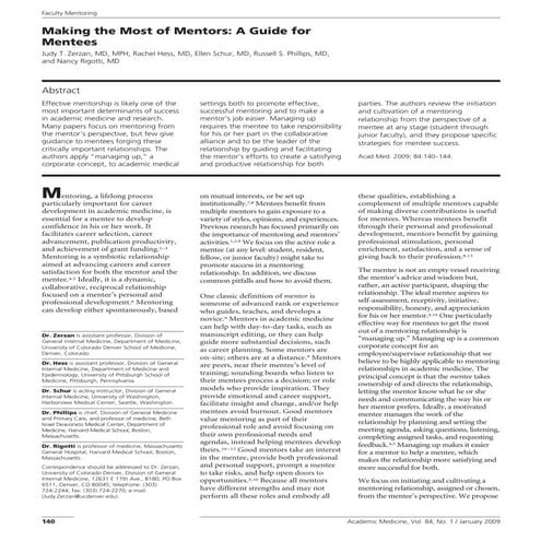 A Checklist For The Development Of Faculty Mentorship Programs | PDF