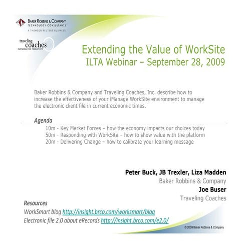 Making The Most Of Work Site Environment (Ilta Webinar 9 28 From Baker Robbin...