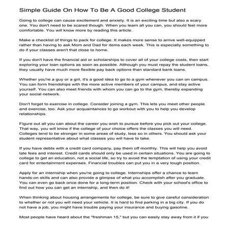 Simple Guide On How To Be A Good College Student