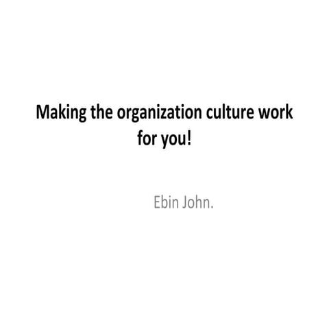Making the organizational culture work for you
