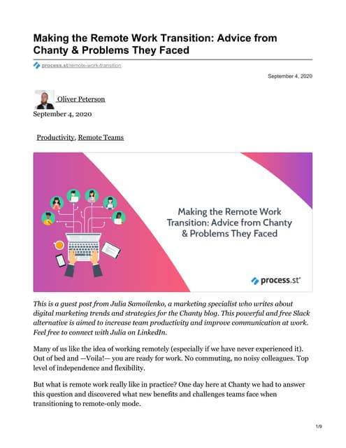 Making the Remote Work Transition: Advice from Chanty & Problems They Faced 