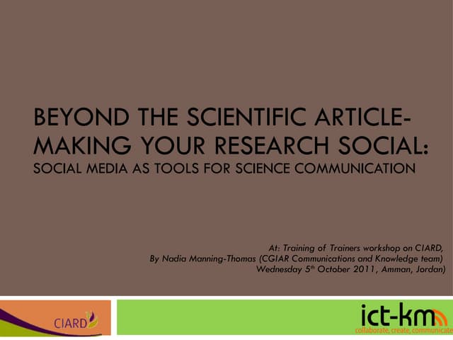 Making your research social: using social media as a pathway for sharing rese...