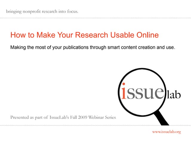 Making Your Research Usable Online