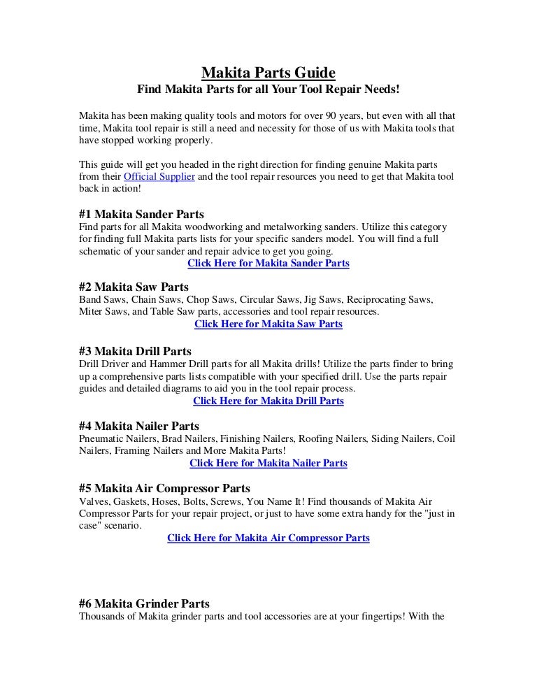Makita Parts Guide