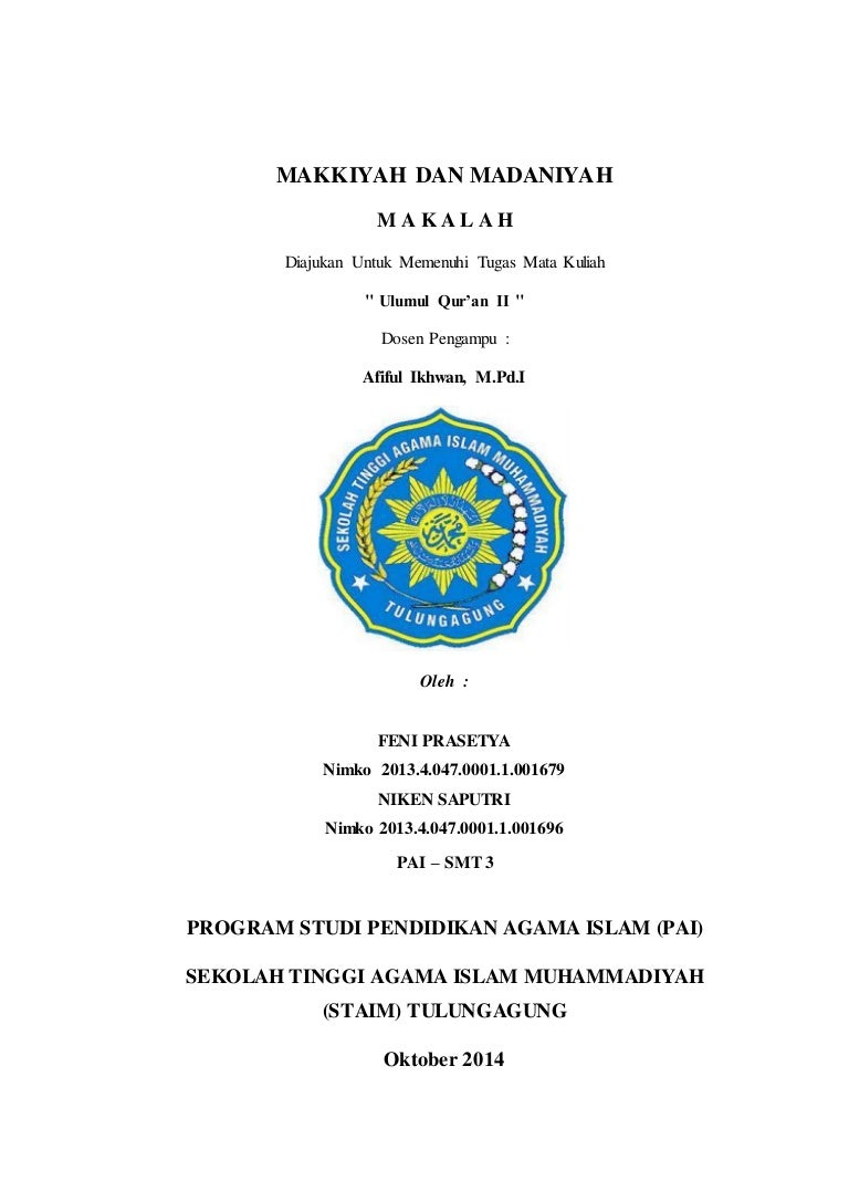 Makalah Makkiyah Dan Madaniyah