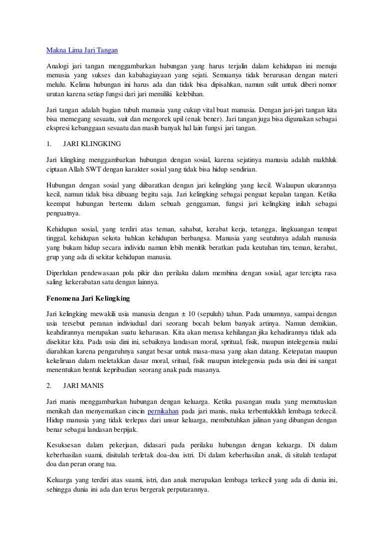 Makna Lima Jari Tangan