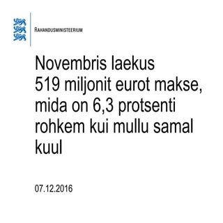 Maksulaekumine 2016. aasta novembris