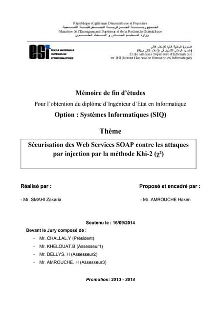 Securisation des web services soap contre les attaques par injection