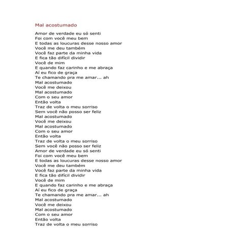 Mal acostumado | DOCX