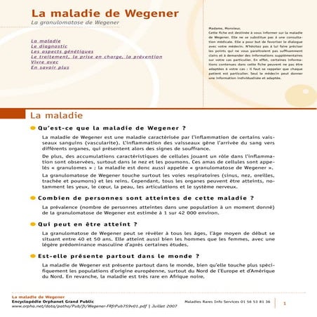 VASCULARITE Maladie de wegener