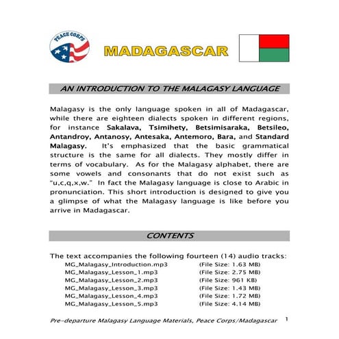 Basic Malagasy Language Course