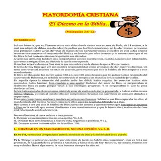 EL DIEZMO BIBLICO  Mayordomía Crist...