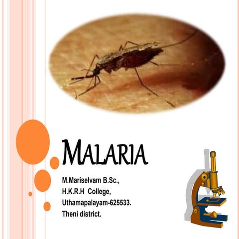 Pathophysiology and management of Malaria | PPTX