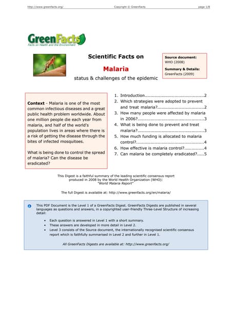 Malaria status & challenges of the epidemic