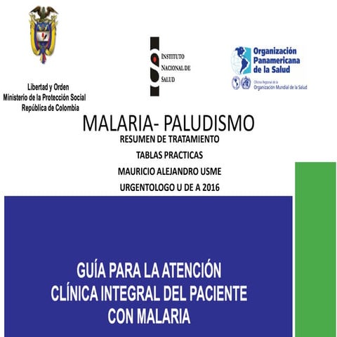 MALARIA TRATAMIENTO TABLAS RÁPIDAS 