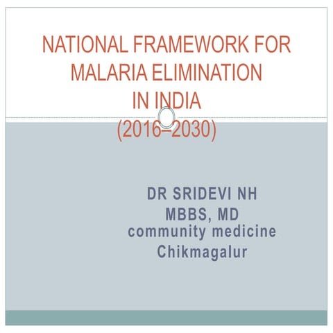 Malaria elimination framework 2016 2030