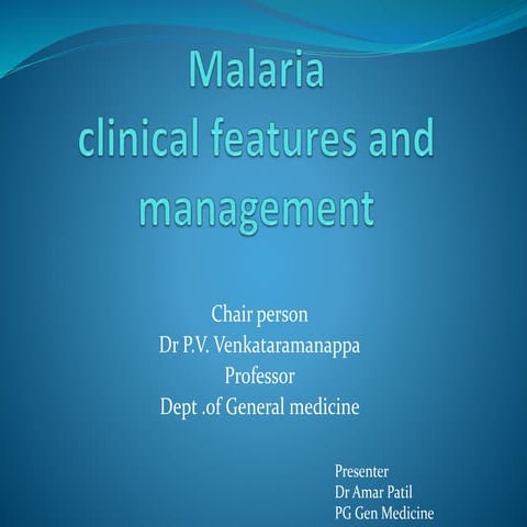 Pathophysiology and management of Malaria | PPTX