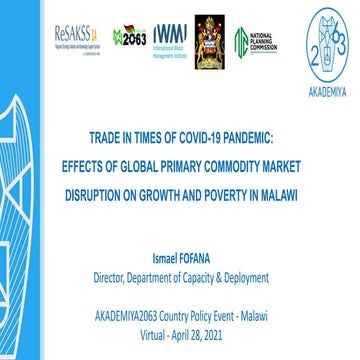 Malawi Learning Event - Trade in Time of COVID-19 Pandemic - April, 28, 2021