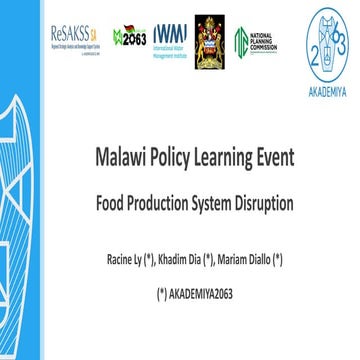 Malawi Policy Learning Event - Food Production Systems Disruption -  April 28...